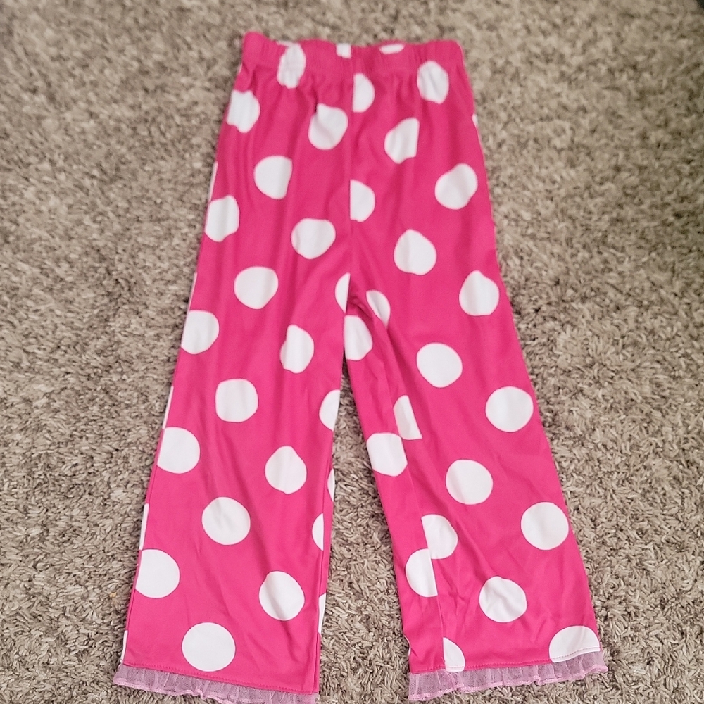 Disney Pink and White Polka Dot Kids Pajama Bottoms